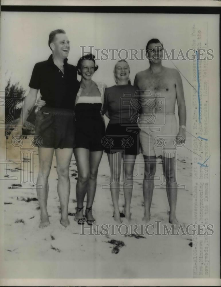 1951 Press Photo Havana, Cuba: Mrs Elliot Roosevelt, Mr and Mrs John Roosevelt - Historic Images