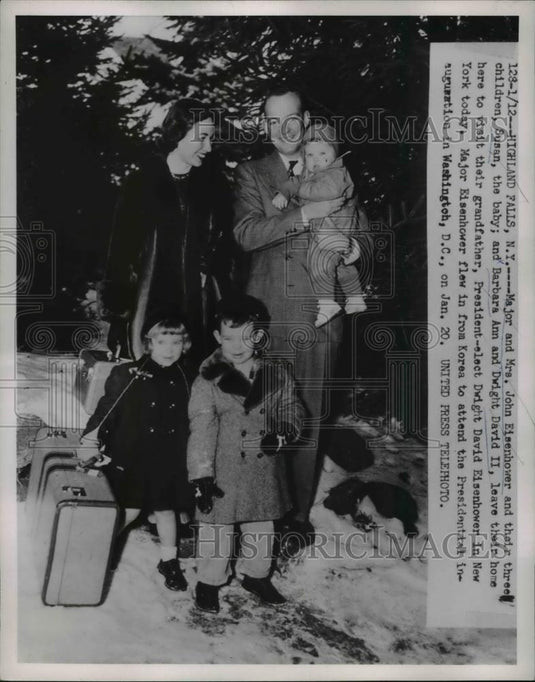 1953 Press Photo Major & Mrs John Eisenhower & children in NY family of Pres - Historic Images