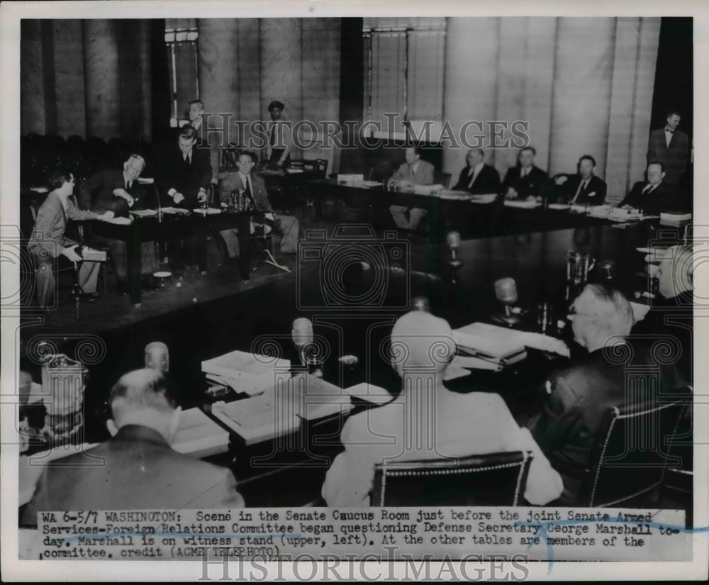 1951 Press Photo Defense Sec George Marshall Armed Services Foreign Relation Com - Historic Images