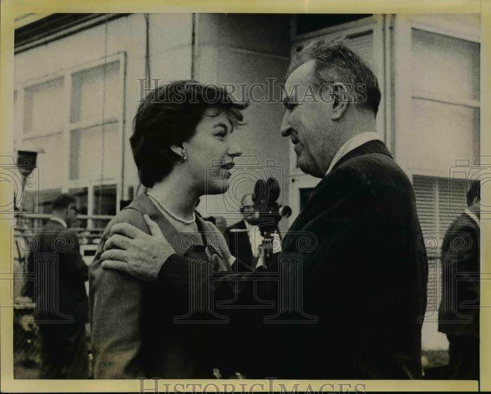 1961 Press Photo Chester Bowles,Under Sec.of States embrace his Daughter Sally. - Historic Images