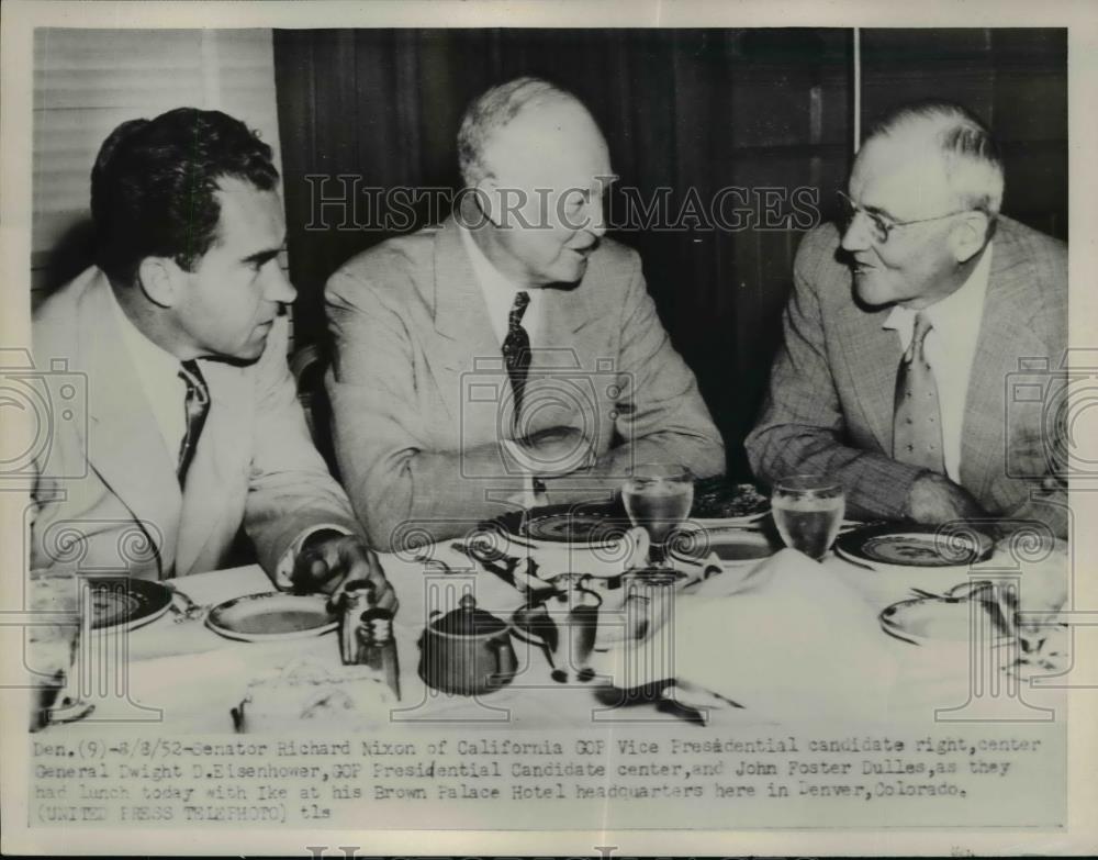 1952 Press Photo Gen. Richard Nixon,Gen.Dwight Eisenhower and John Foster Dulles - Historic Images