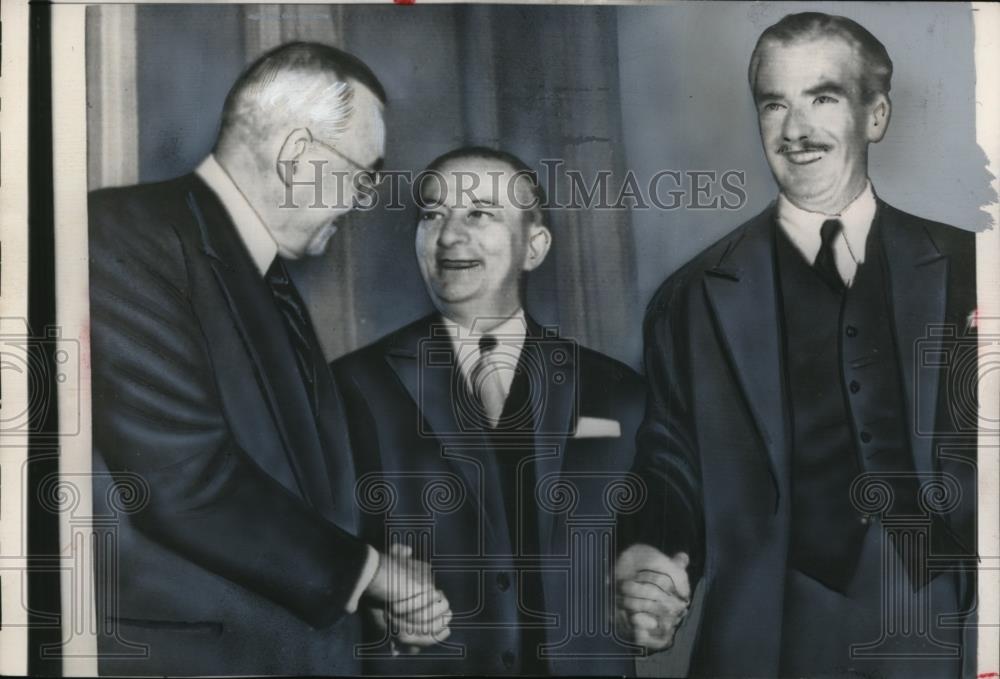 1954 Press Photo US Secretary of State John Foster Dulles, France&#39;s G Bidault - Historic Images