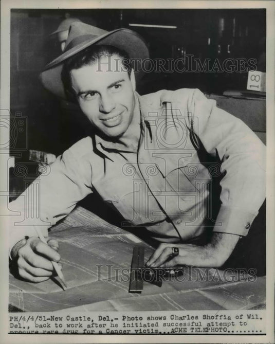 1951 Press Photo Charles Shoffia Procured rare drug for Cancer Victims - Historic Images