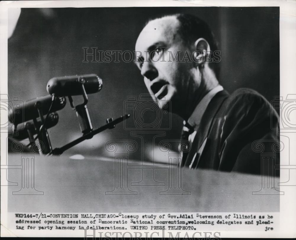 1952 Press Photo Governor Adlai Stevenson Illinois Opening Democratic Convention - Historic Images