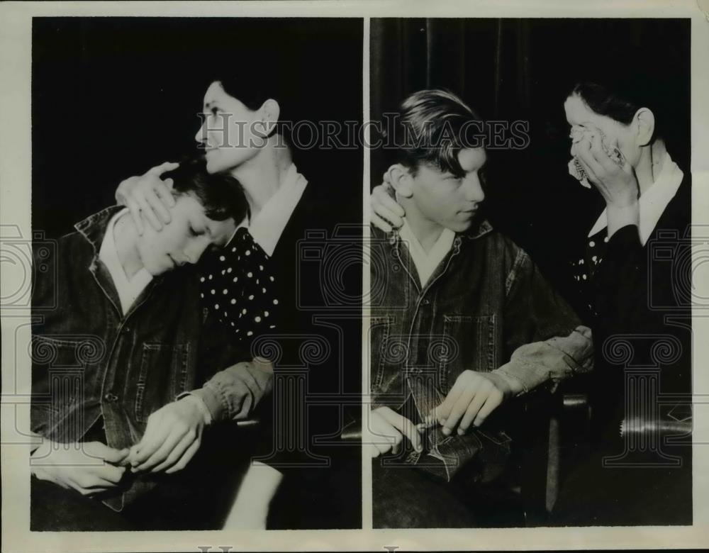 1935 Press Photo Mrs Charles Lee Kelley with son Wendell - on trial for murder - Historic Images