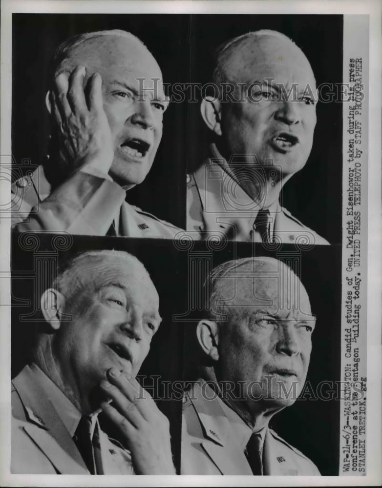 1952 Press Photo General Dwight Eisenhower at a Pentagon conference - Historic Images