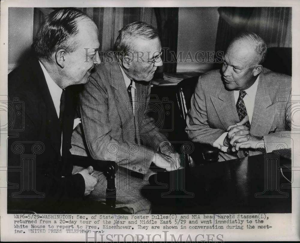 1953 Press Photo President Eisenhower, Secretary of State John Foster Dulles - Historic Images