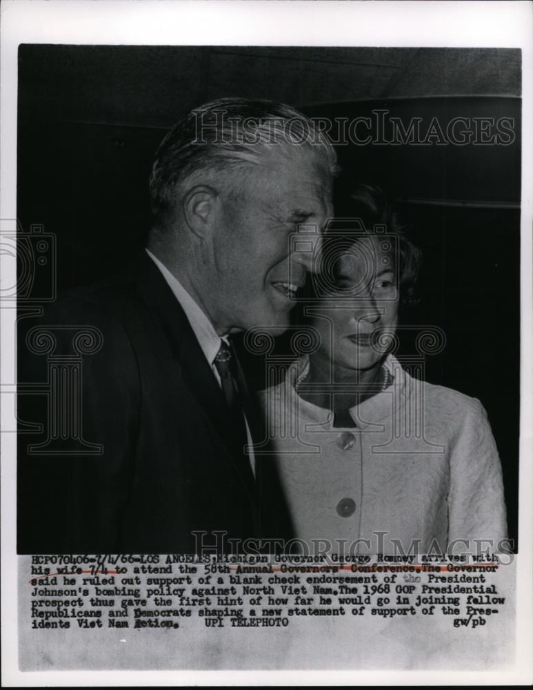 1966 Press Photo Michigan Governor George Romney and Lenore Romney - Historic Images