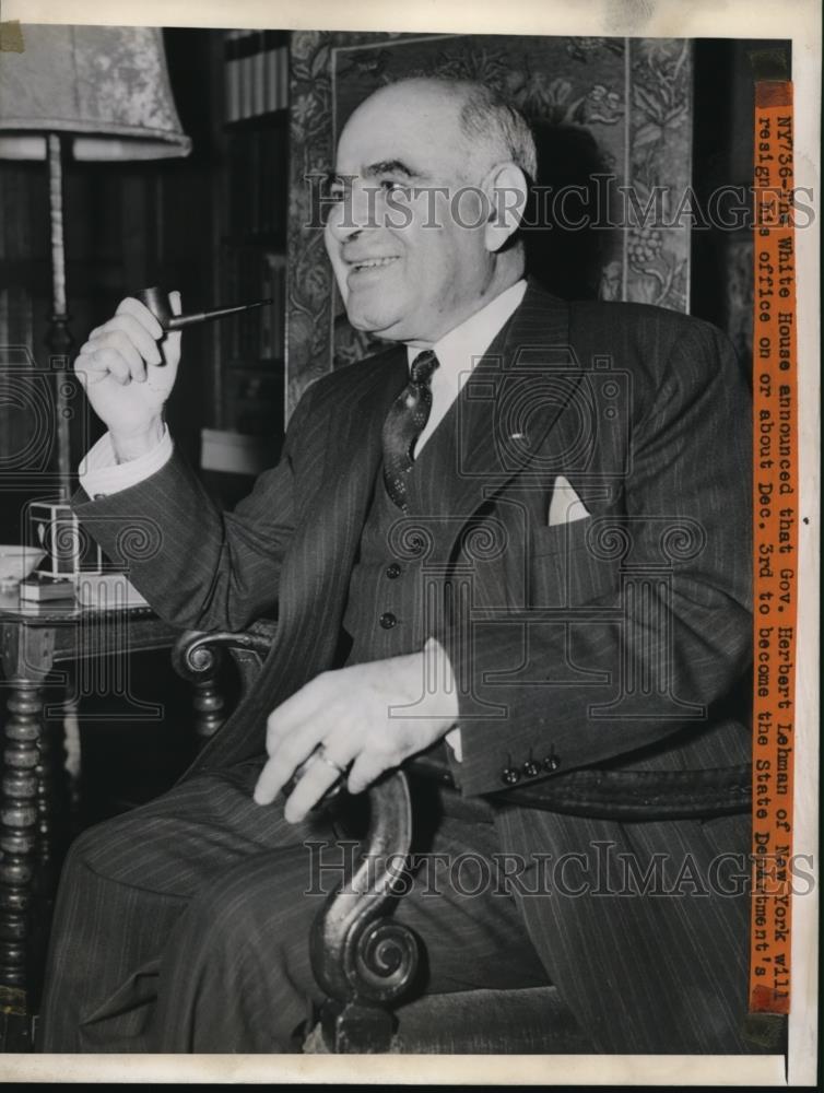 1942 Press Photo Gov. Herbert Lehman of N.Y. announced his resignation. - Historic Images