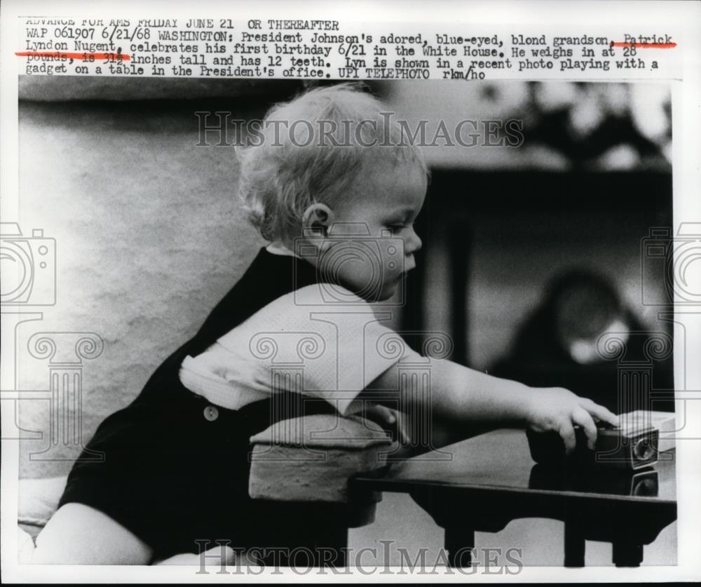 1968 Press Photo Patrick Lyndon Nugent Celebrates First Birthday in Washington - Historic Images