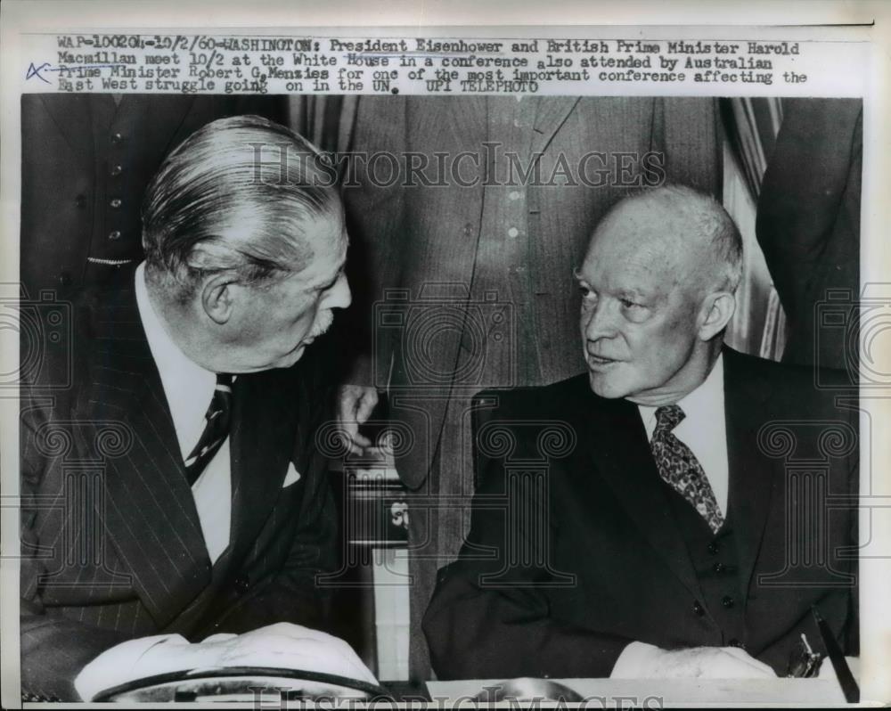 1960 Press Photo Pres. Eisenhower and British Prime Minister Harold Macmillan. - Historic Images