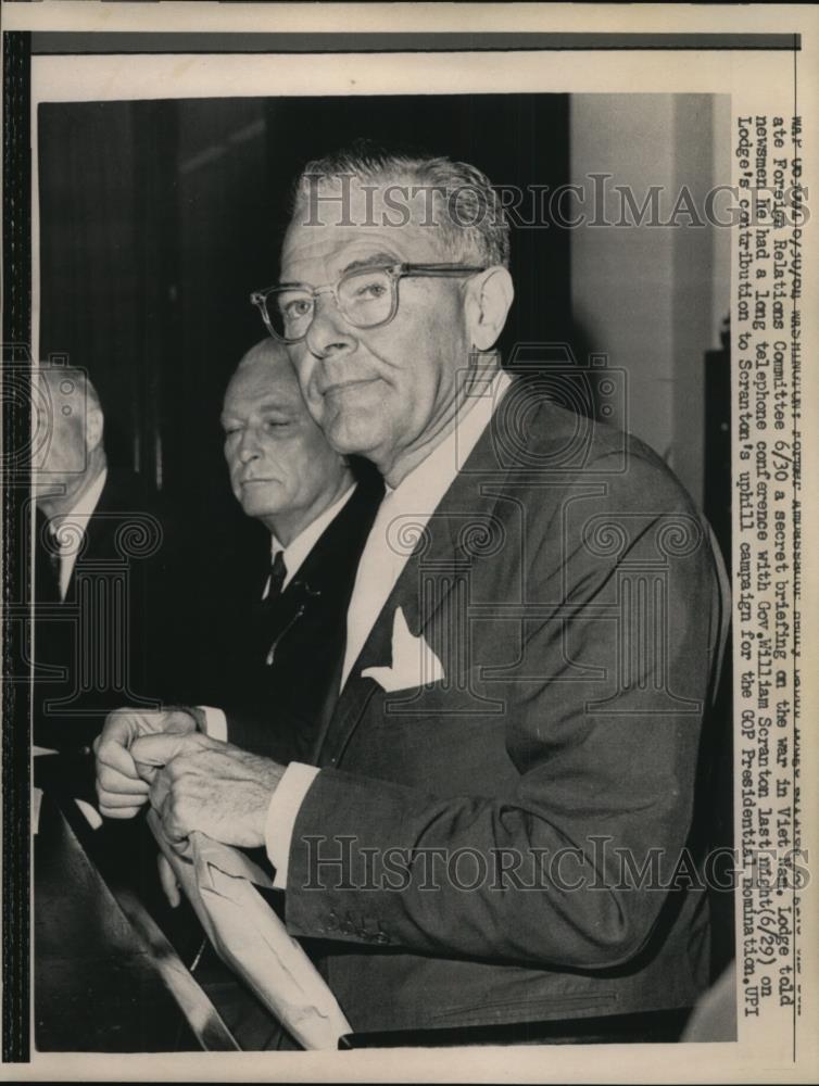 1964 Press Photo Herny Cabot Lodge U.S. Ambassador to Vietnam - Historic Images