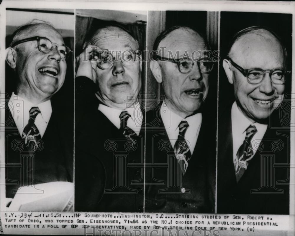 1951 Press Photo Washington Striking studies of Sen Robert A Taft of Ohio - Historic Images