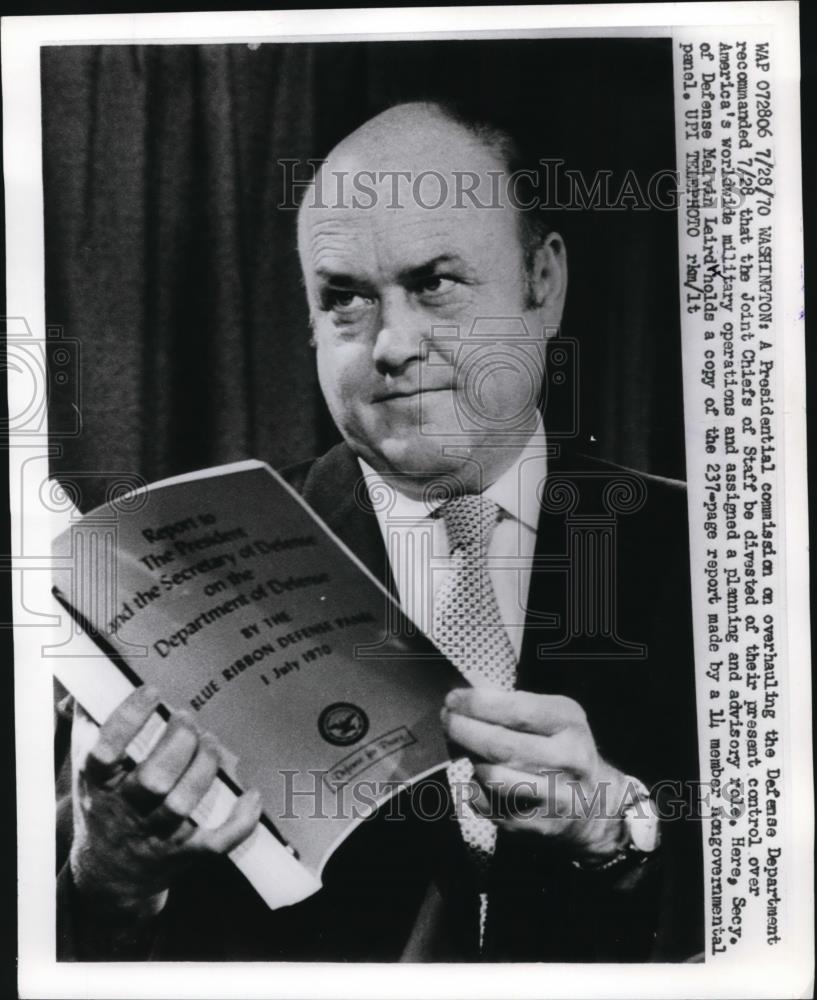 1970 Press Photo Secretary of Defense Malvin Laird of commission for overhaul - Historic Images