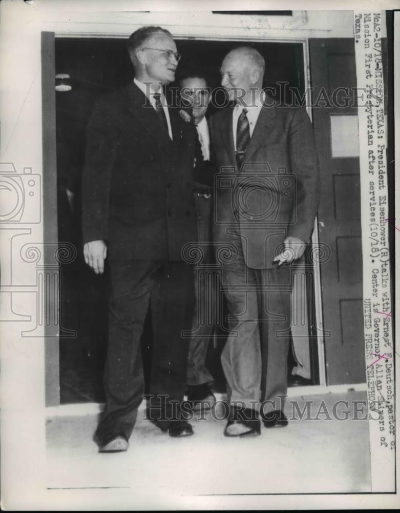 1953 Press Photo Pres.Eisenhower talks with Ernest F.Deutsch Presbyterian Pastor - Historic Images