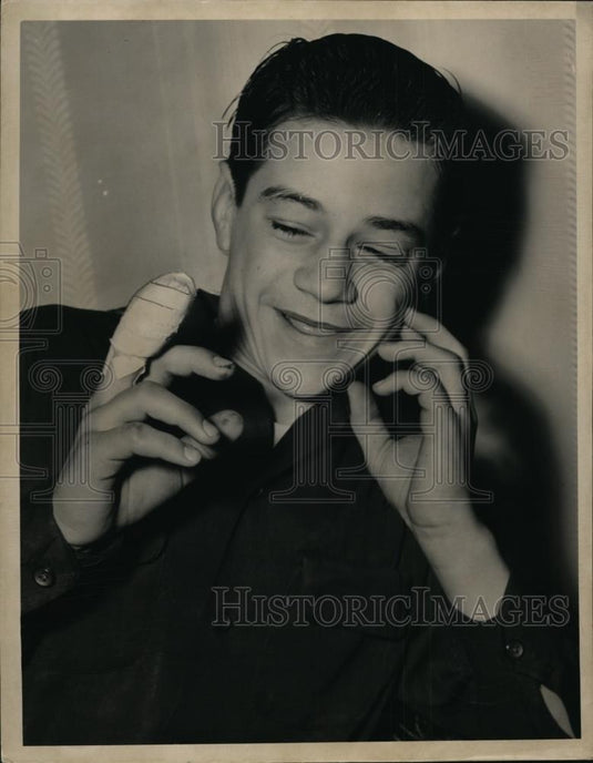 1950 Press Photo Fire Cracker Victim Jerry La Bonic - Historic Images