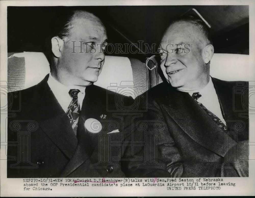 1953 Press Photo Presidential candidate Eisenhower & Sen F Seaton of NE in NYC - Historic Images