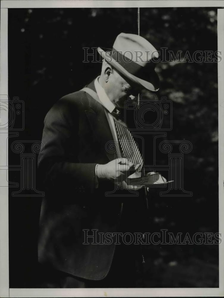 1936 Press Photo President Herbert Hoover During Trout Fishing Trip - Historic Images