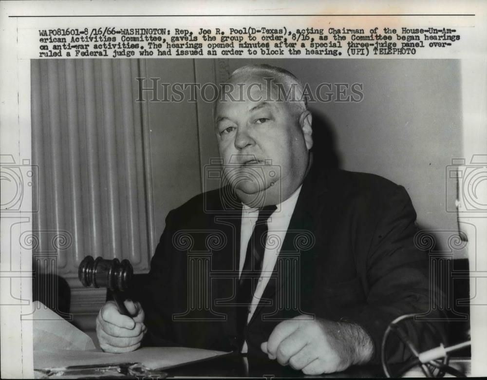 1966 Press Photo Rep Joe R Pool D-Texas Chairman of House UnAmerican Committee - Historic Images
