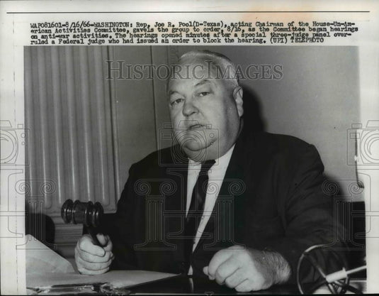 1966 Press Photo Rep Joe R Pool D-Texas Chairman of House UnAmerican Committee - Historic Images