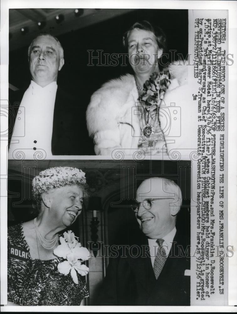 1962 Press Photo Pres. and Mrs. Franklin Roosevelt and ex-Pres. Harry S.Truman - Historic Images