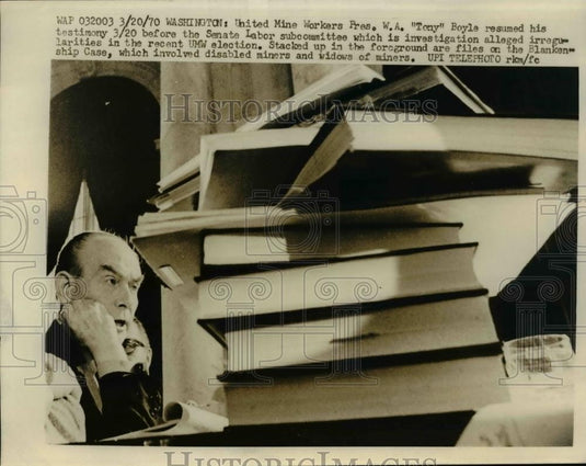1970 Press Photo United Mine Workers President WA Tony Boyle at Senate Committee - Historic Images