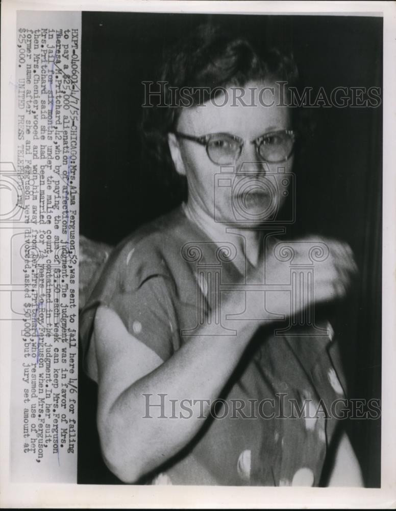 1955 Press Photo Mrs Alma Ferguson alienation of affection case in Chicago ILL - Historic Images