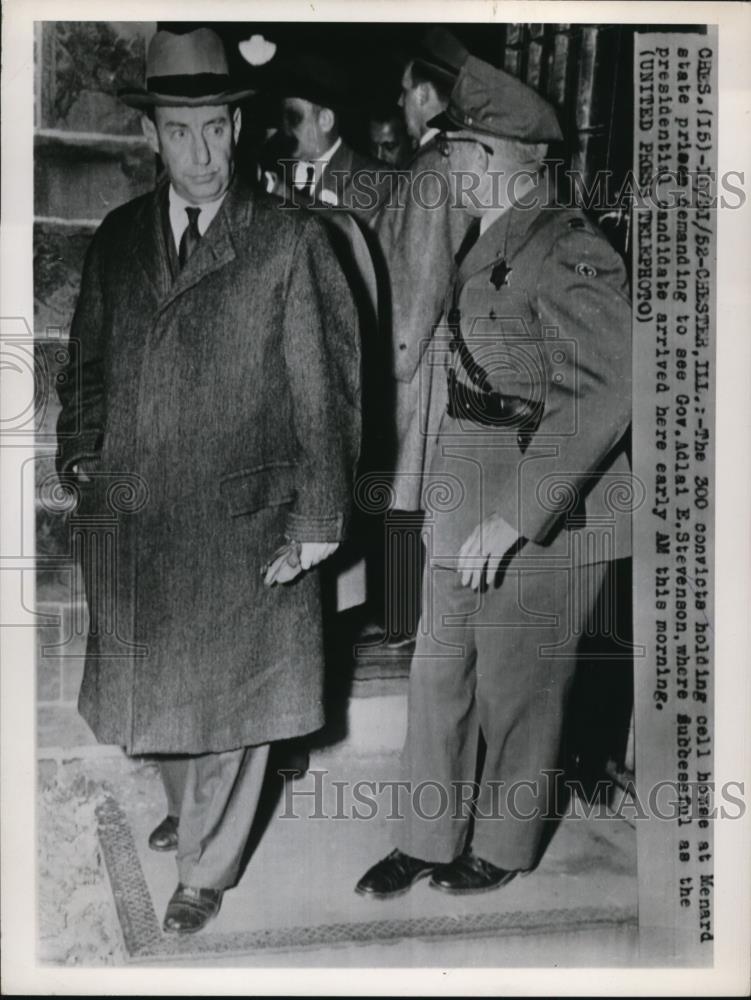 1952 Press Photo Governor of Illinois Adlai Stevenson at Menard Prison Chester - Historic Images