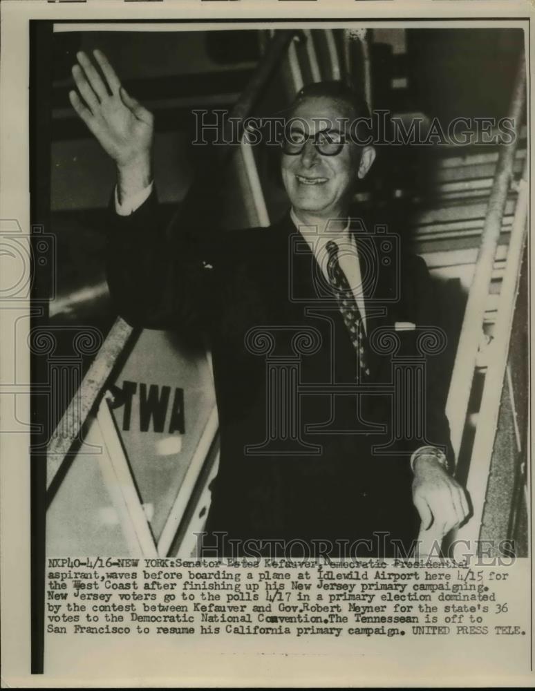 1956 Press Photo New York Sen Estes Kefauver Democratic Presidential aspirant - Historic Images