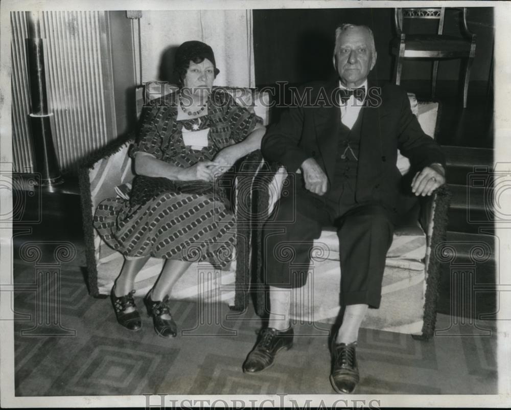 1933 Press Photo Richard S deaubien and wife Fannie at French Canadian Day. - Historic Images