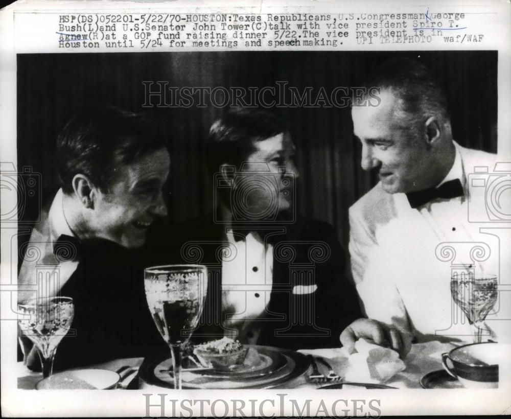 1970 Press Photo Congressman George Bush, Sen John Tower, and Vice President - Historic Images