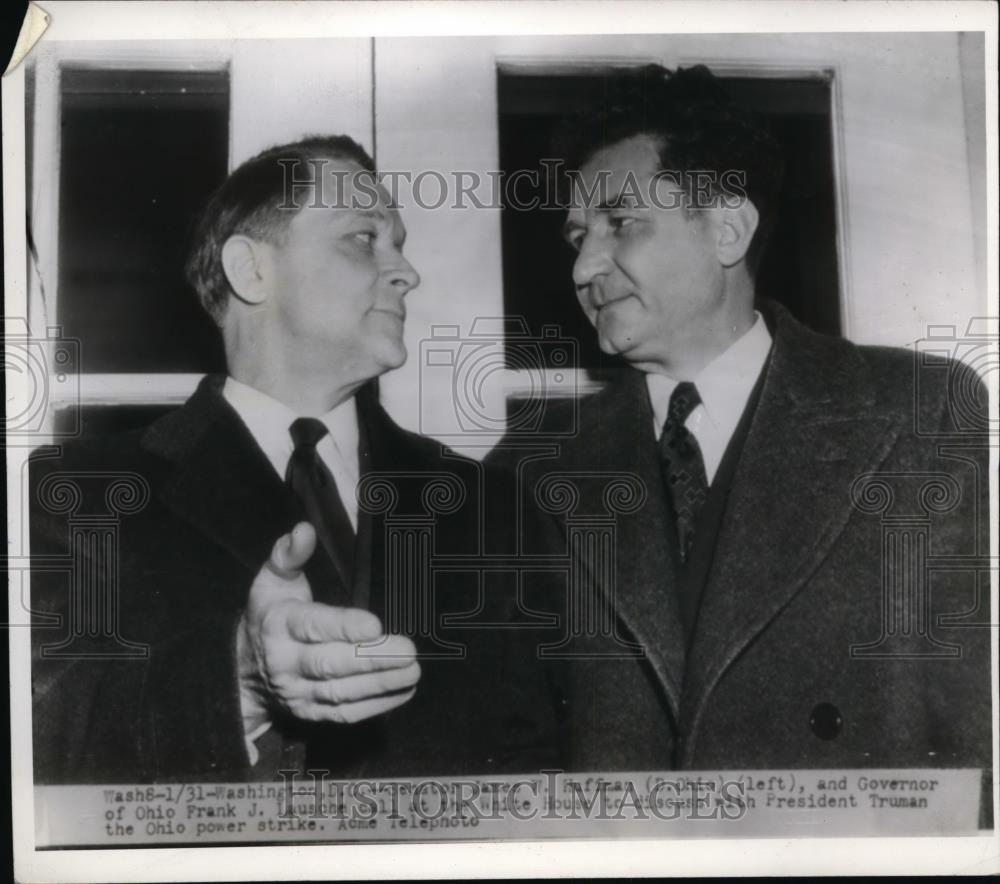 1946 Press Photo Sen. James Huffman of Ohio and Gov. Frank Lausche of Ohio - Historic Images