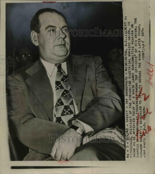 1948 Press Photo Albert J Fitzgerald President of CIO United Electrical Workers - Historic Images