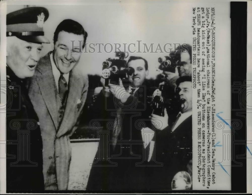 1952 Press Photo General Dwight Eisenhower,Senator Henry C Lodge Jr - Historic Images