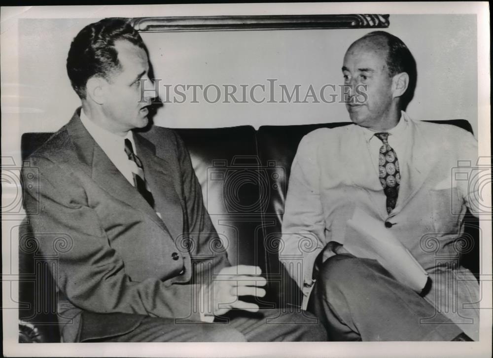 1952 Press Photo Springfield Ill-Sen. George Smithers and Gov. Adlai Stevenson. - Historic Images