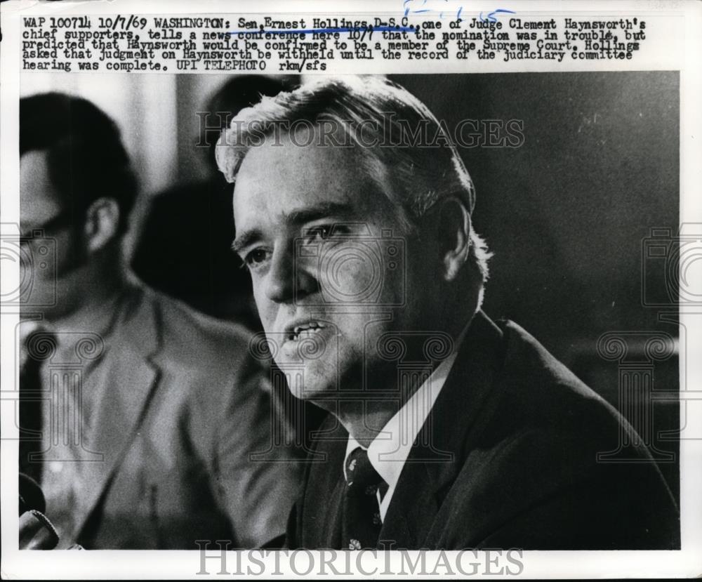 1969 Press Photo Washington Ernest Hollings And Judge Clement Haynsworth Here