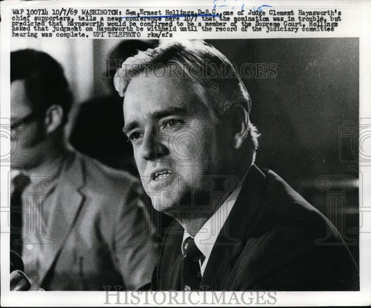 1969 Press Photo Washington Ernest Hollings, And Judge Clement Haynsworth Here. - Historic Images