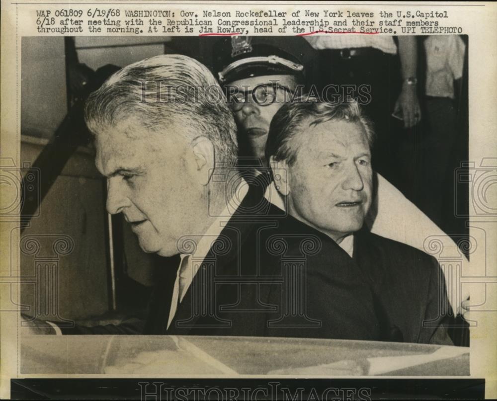 1968 Press Photo Gov.Nelson Rockefeller and Jim Rowley of U.S Secret Service - Historic Images