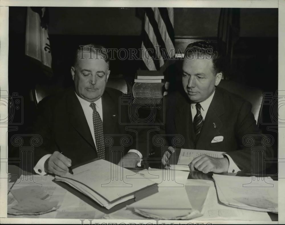 1933 Press Photo Mayor Frank Shaw &amp; David Faries National Public Works Administ - Historic Images