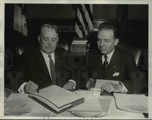 1933 Press Photo Mayor Frank Shaw & David Faries National Public Works Administ - Historic Images