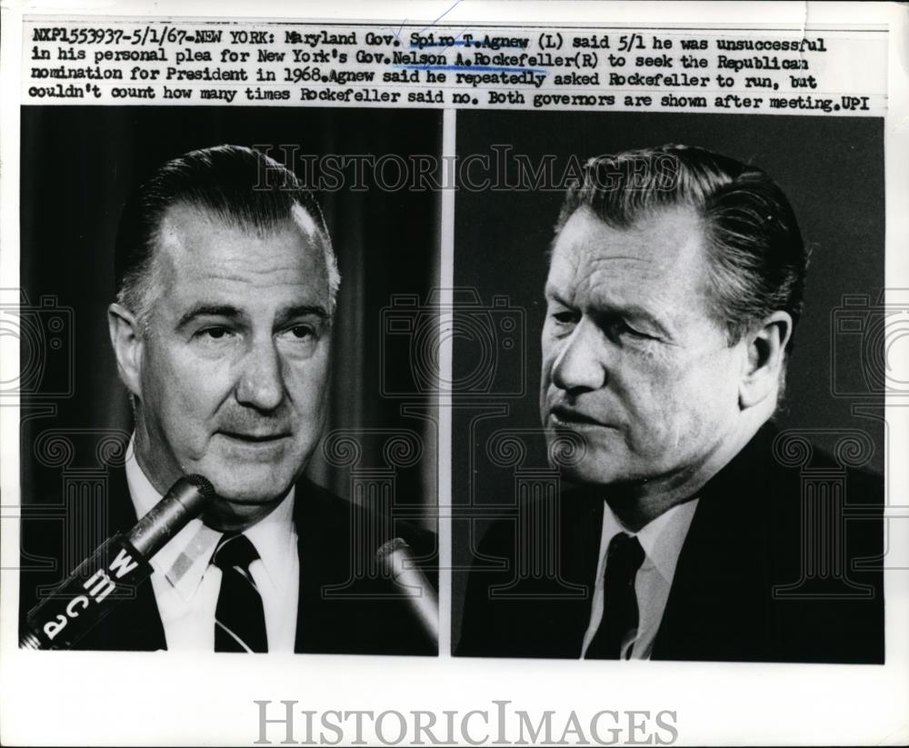 1967 Press Photo Governor Spiro T. Agnew and Governor Nelson A. Rockefeller - Historic Images