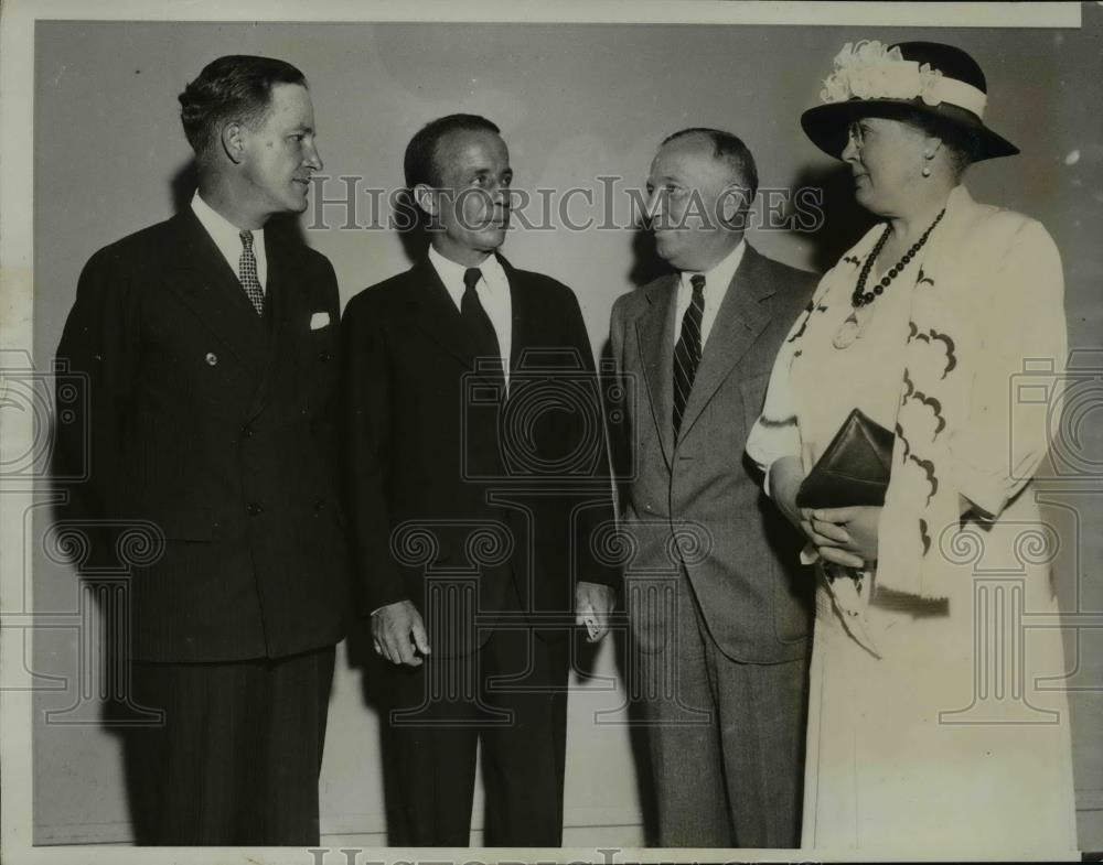 1934 Press Photo Colonel Theodore Roosevelt Jr, John M Milton, Mrs Spangler - Historic Images