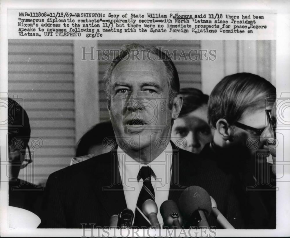 1969 Press Photo Secretary of State William Rogers at Press Conference - Historic Images