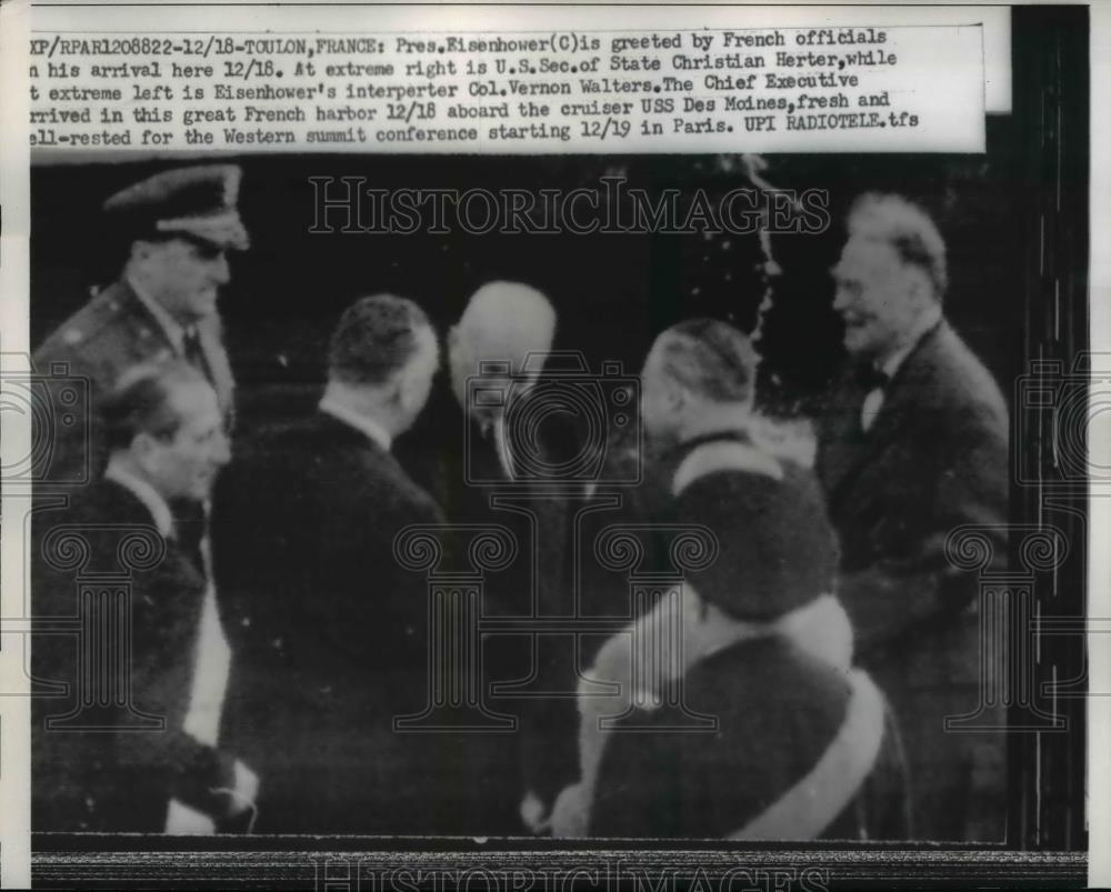 1959 Press Photo President Eisenhower, Secretary of State Christian Herter - Historic Images