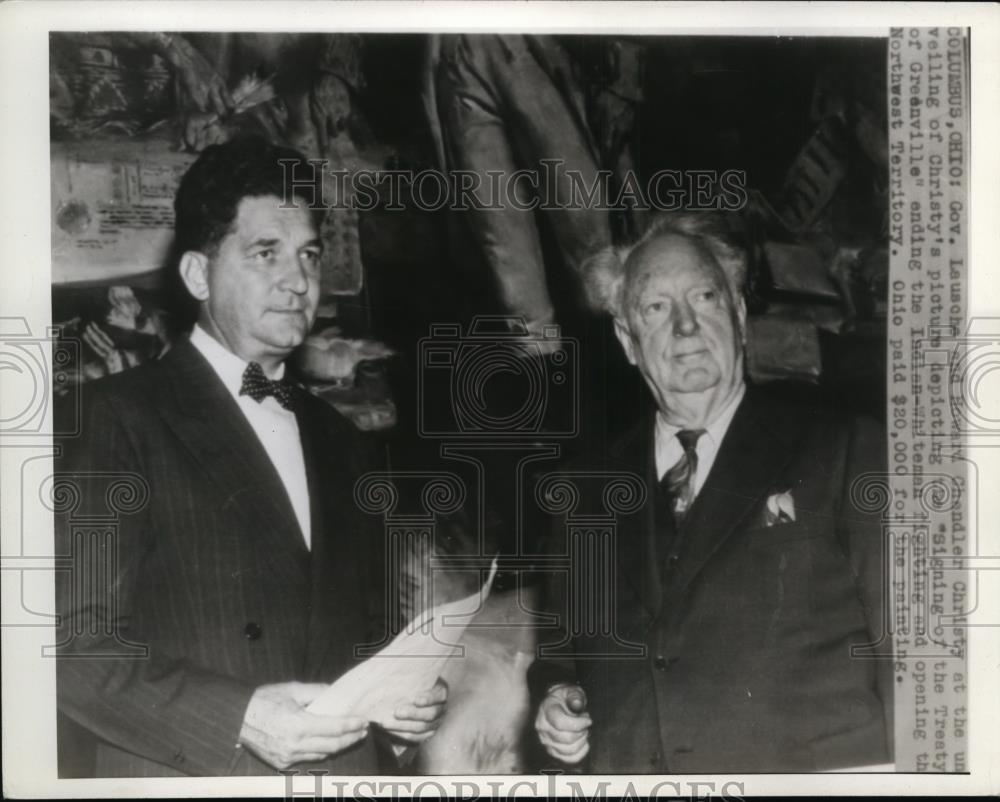 1948 Press Photo Gov. Frank Lausche and Howard Chadler Christy. - Historic Images