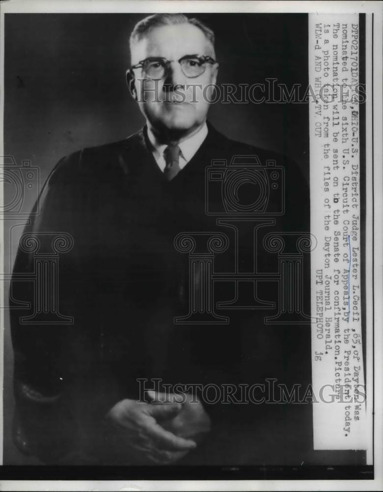 1959 Press Photo US DIstrict Judge Lester L Cecil nominated for US Court Appeals - Historic Images