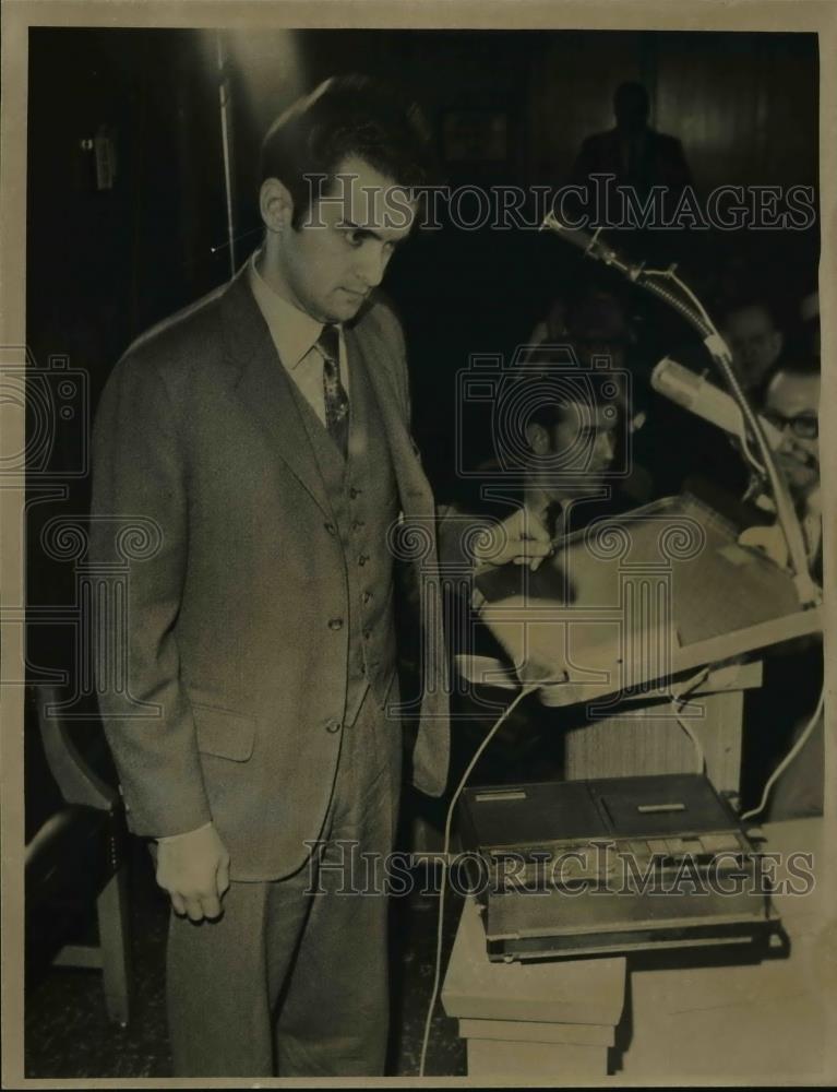 Press Photo Assistant to Sheriff Nicholas Daria with Tape Recorder - Historic Images