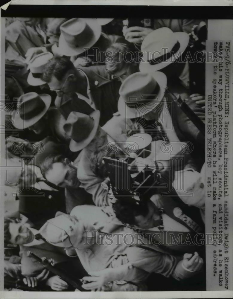 1952 Press Photo Presidential candiate Dwight Eisenhower at Plowville Minn - Historic Images