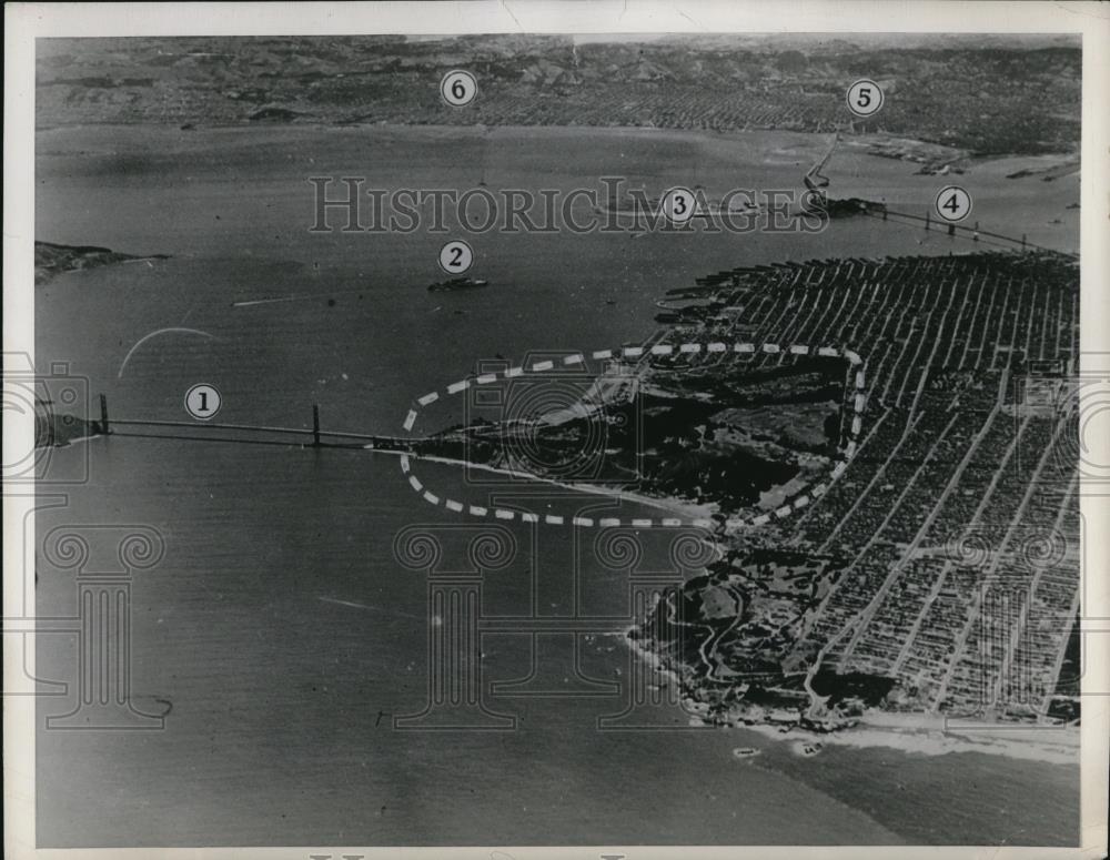 1947 Press Photo Aerial Photo of San Francisco Bay, California - Historic Images