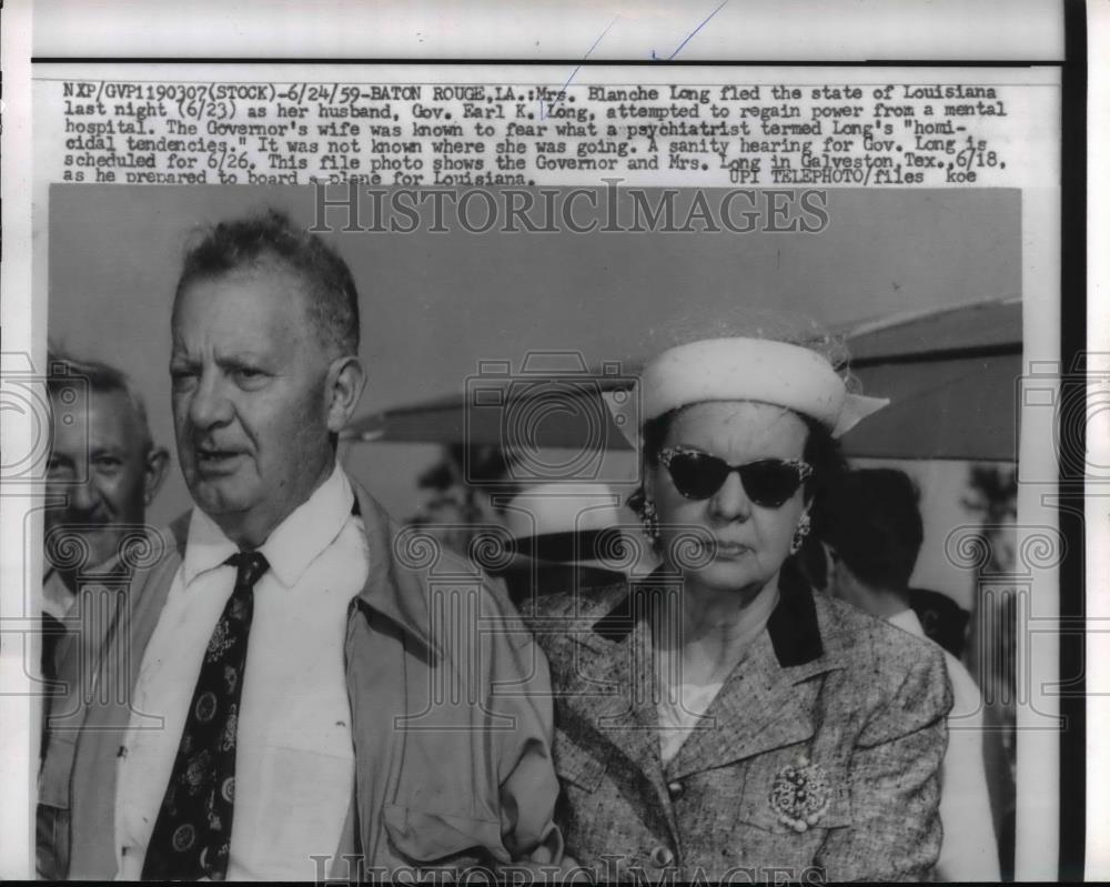 1958 Press Photo Baton Rouge La-Governor and Mrs. Long in file photo. - Historic Images